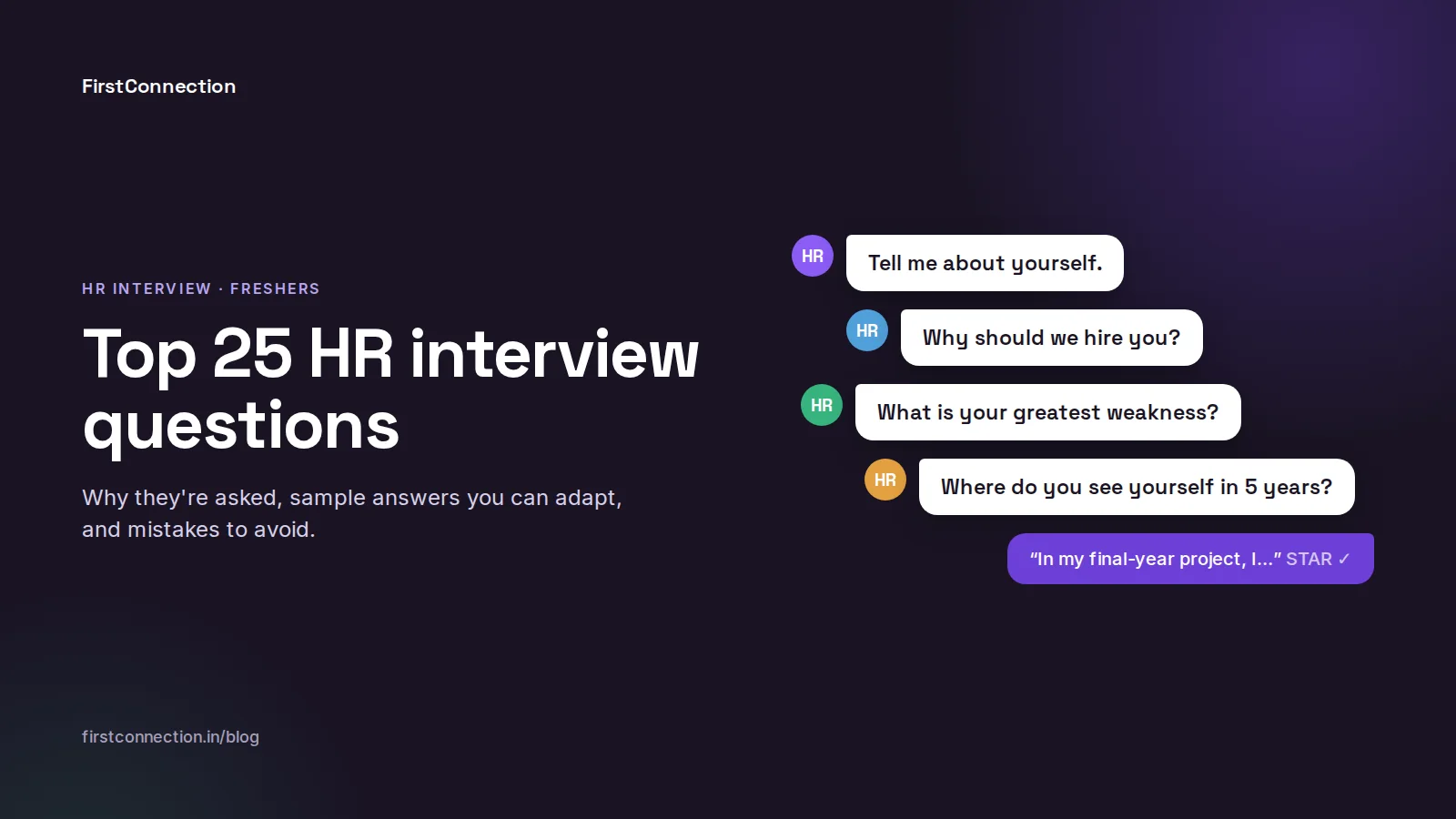 Top 25 HR Interview Questions for Freshers With Sample Answers